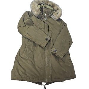Asos Women's Parka With Faux Fur Trimmed Hood Olive Green Size M (10)